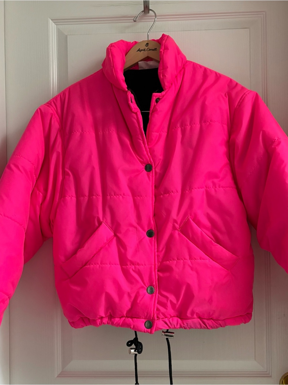 Neon Barbie Pink Puffer Jacket - Picture 2 of 5